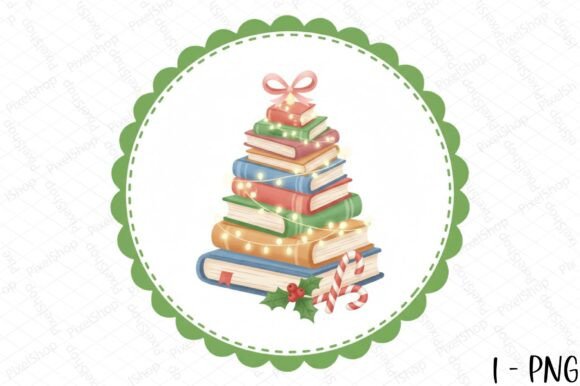 Christmas Book Lover Frame for T-Shirt Designs