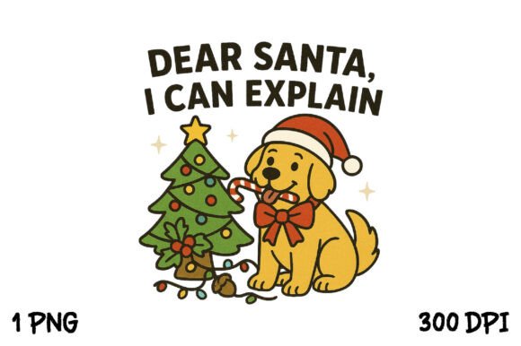 Christmas Funny Dog Dear Santa Png for T-Shirt Designs
