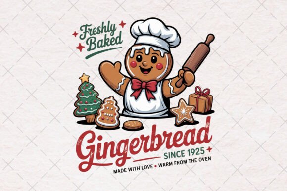 Christmas Gingerbread Vintage Sign Png for T-Shirt Designs