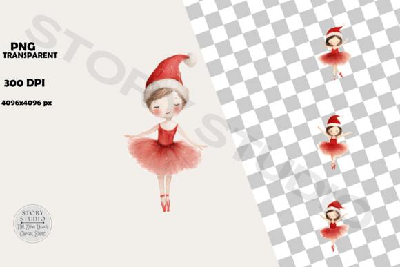 Cute Christmas Ballerina Girls Clipart for Crafts