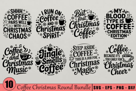 Funny Christmas Coffee SVG Bundle for Crafts