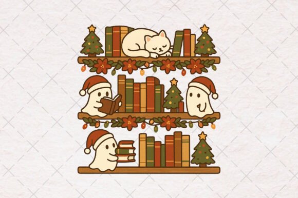 Ghost Book Christmas Png for T-Shirt Designs
