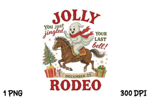 Jolly Rodeo Cowboy Christmas PNG for T-Shirt Designs