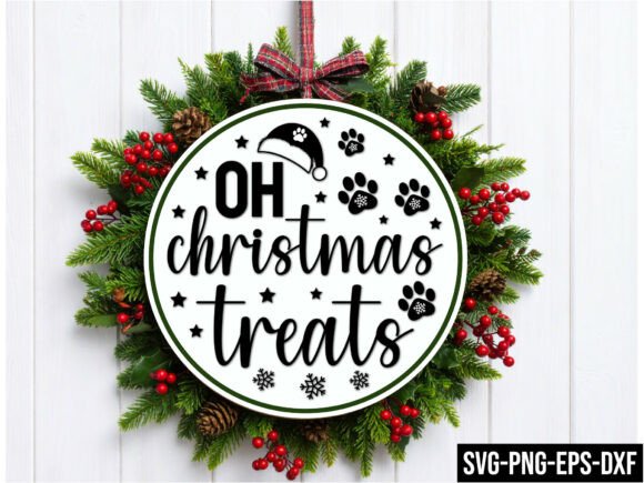 Oh Christmas Treats Round Sign Svg for Crafts