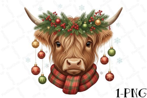 Review: Christmas Highland Cow PNG for T-Shirt Designs