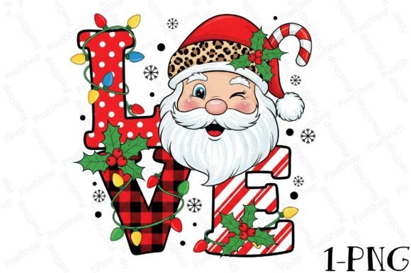 Santa Claus Christmas Love Png for T-Shirt Designs