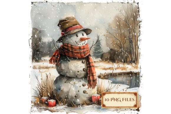 Snowman Christmas Scrapbook Paper for Backgrounds