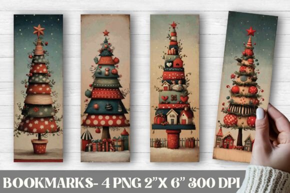 Whimsical Christmas Tree Bookmark for Crafts